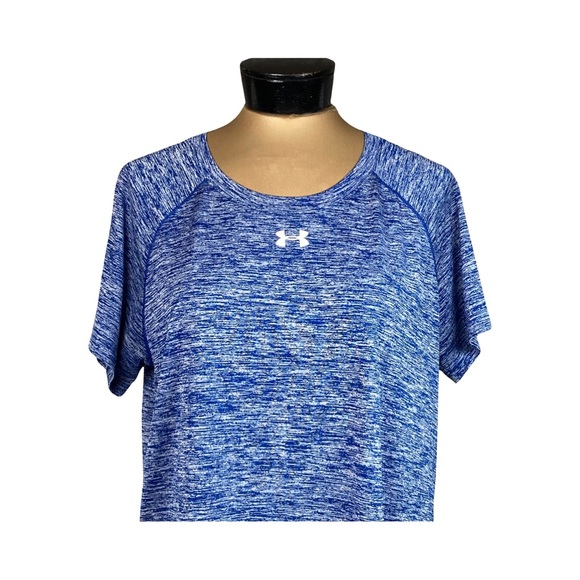 Under Armour Womens Twisted Tech Locker Tee In Space Dyed Blue Size L - Picture 2 of 13
